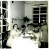 1965. Staff eating their Christmas dinner.  Mrs Graham, Mrs Morphy-Morris, Miss Stevenson, Miss Bryson, Mrs Iverson